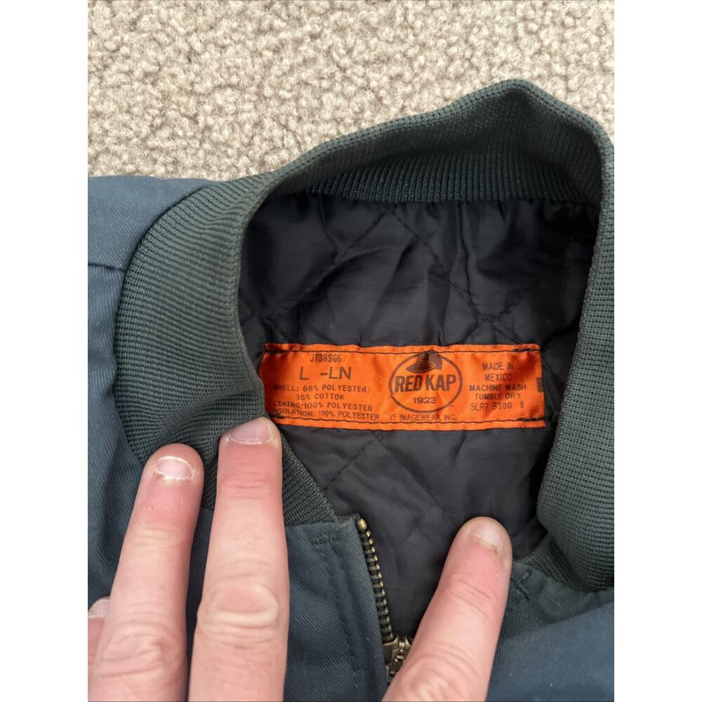 Vintage 1990s Red Kap Size L Mechanic Work Ykk Zipper Jacket Green Handyman - Picture 3 of 7